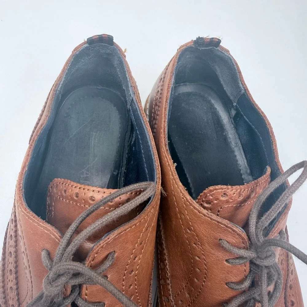 Cole Haan Grand OS Morris Oxford Shoe Men 9.5 Brown Leather Wingtip Dress Preppy